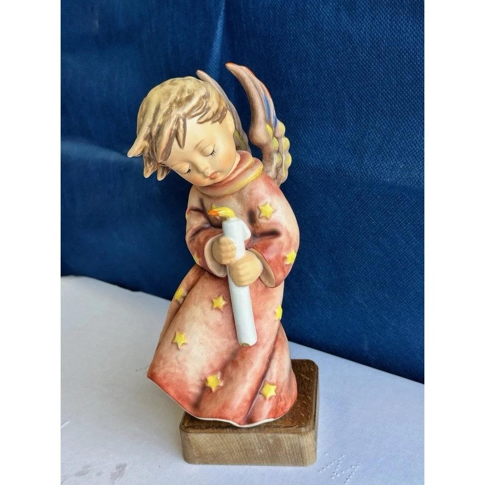 Goebel Angel‎ Figurine w Candle on Wood Base First Issue Best of All